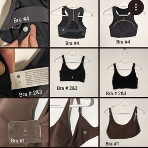 Four Lululemon bras size 8